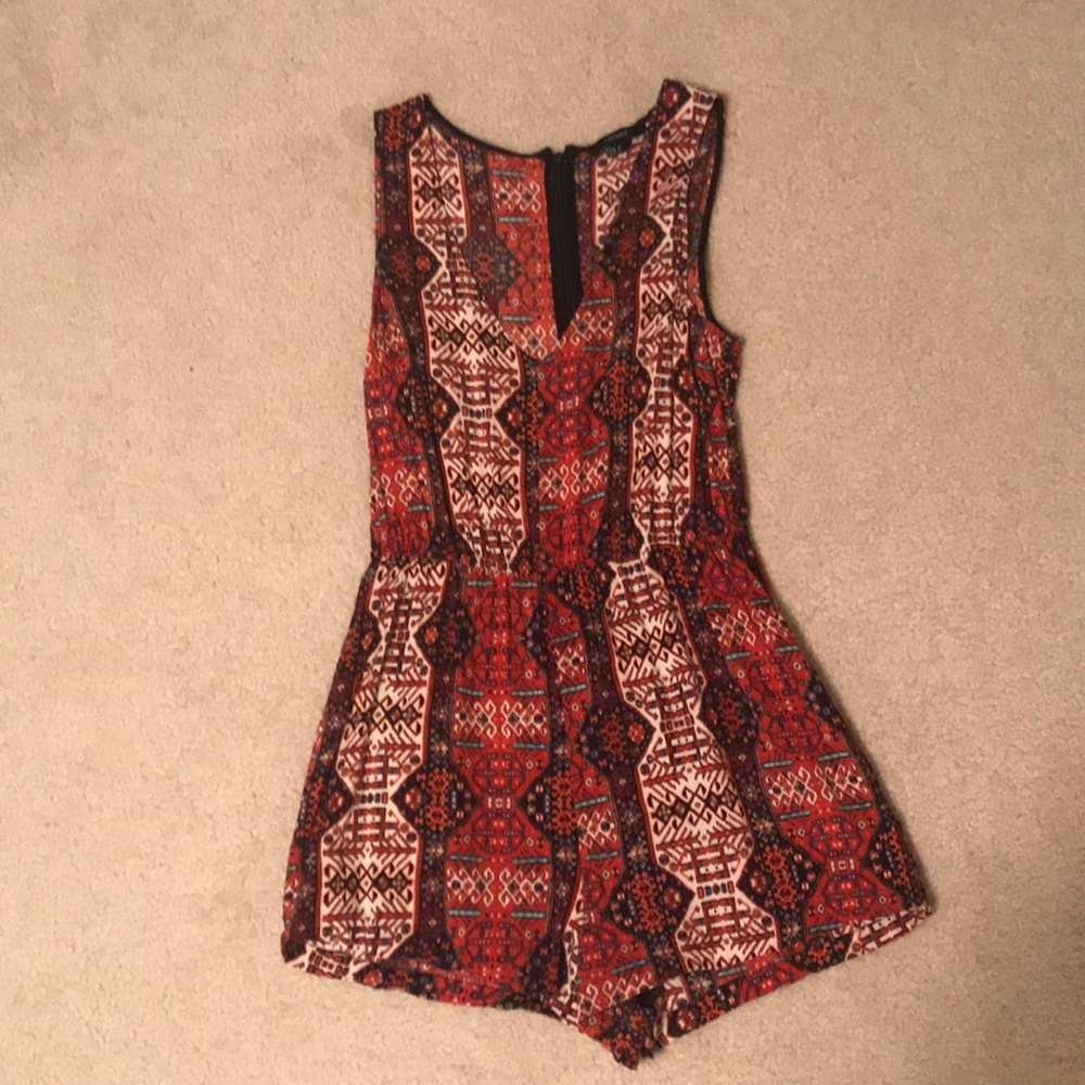 Red patterned romper